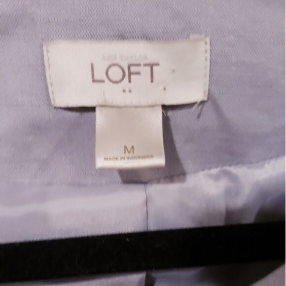 ANN TAYLOR LOFT Linen Blend Grey Button Up  Peplum Jacket Size M - Picture 3 of 7